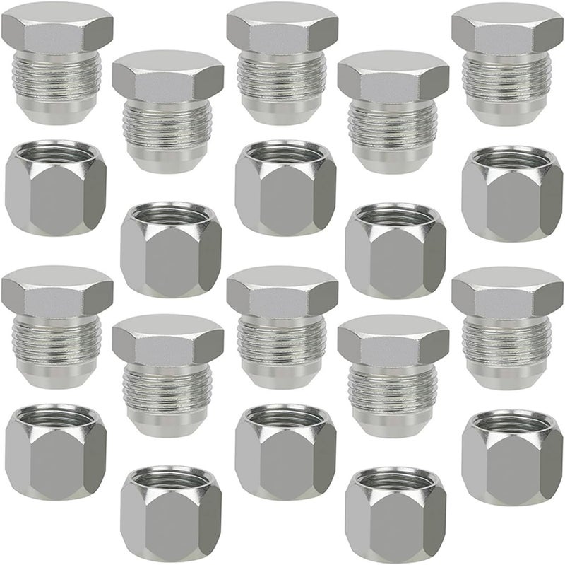 JROUTH JIC 04 Hydraulic Cap and Plug Hose Tube and Pipe Fitting Kit, 37 Degree Pipe Fitting Kit Cap and Plug Kit(10 Sets） - Image 1